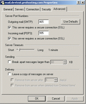 Change the outgoing Port to 465